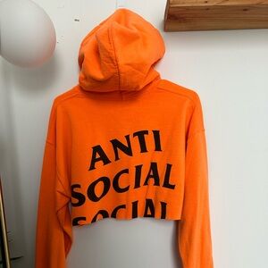 Anti Social Social Club cropped Halloween orange PARANOID hoodie women’s medium